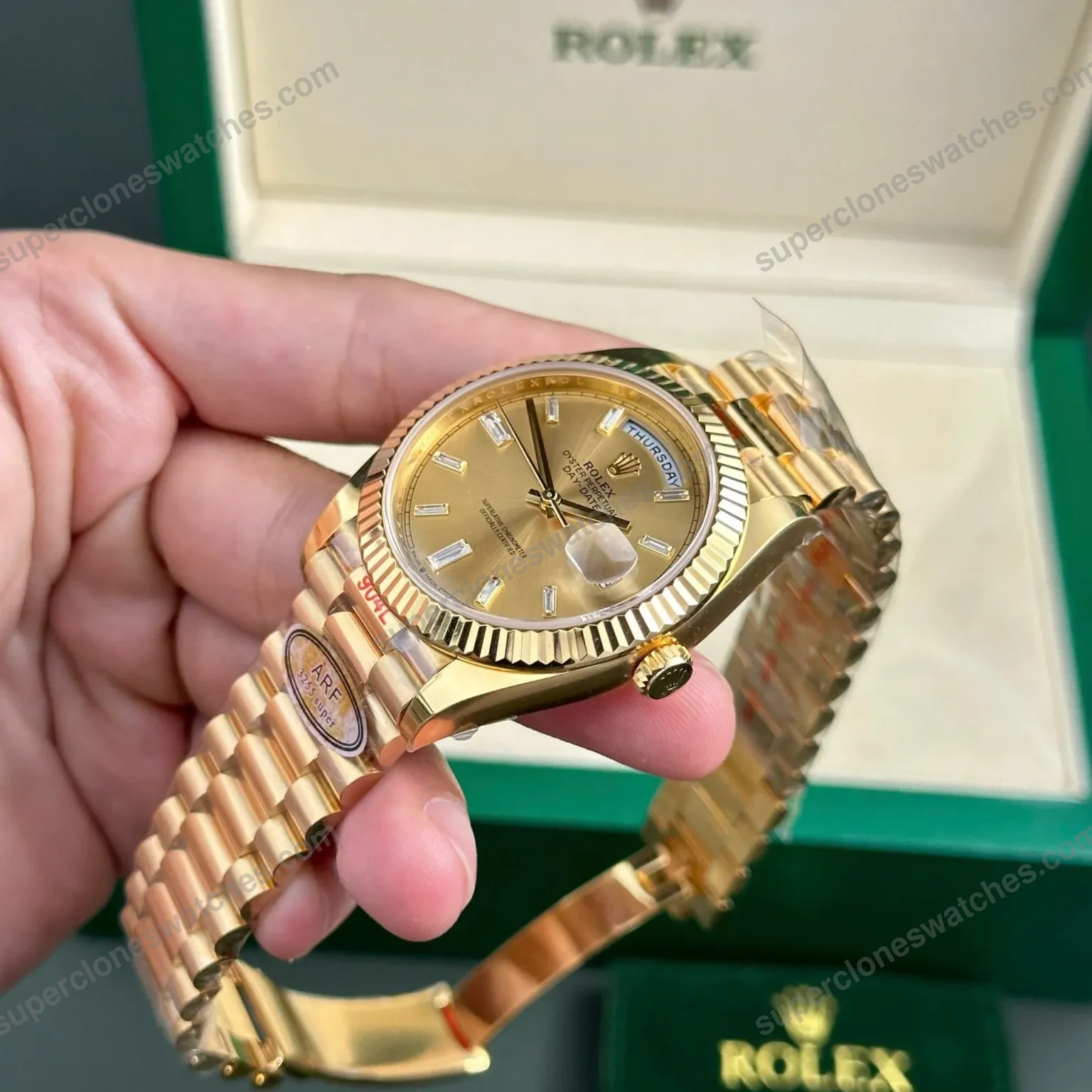 Super-Clone-Rolex-Day-Date-II-Champagne-Dial-228238-40-mm-5