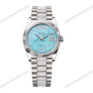 Super-Clone-Rolex-Day-Date-Turquoise-Dial-128239-Diamond-set-36-mm-1
