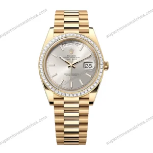 Super-Clone-Rolex-Day-Date-Silver-Dial-228398TBR-40-mm-1