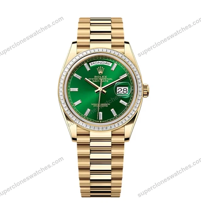 Super-Clone-Rolex-Day-Date-Bright-Green-Diamond-Dial-128398tbr-0035-36-mm-1