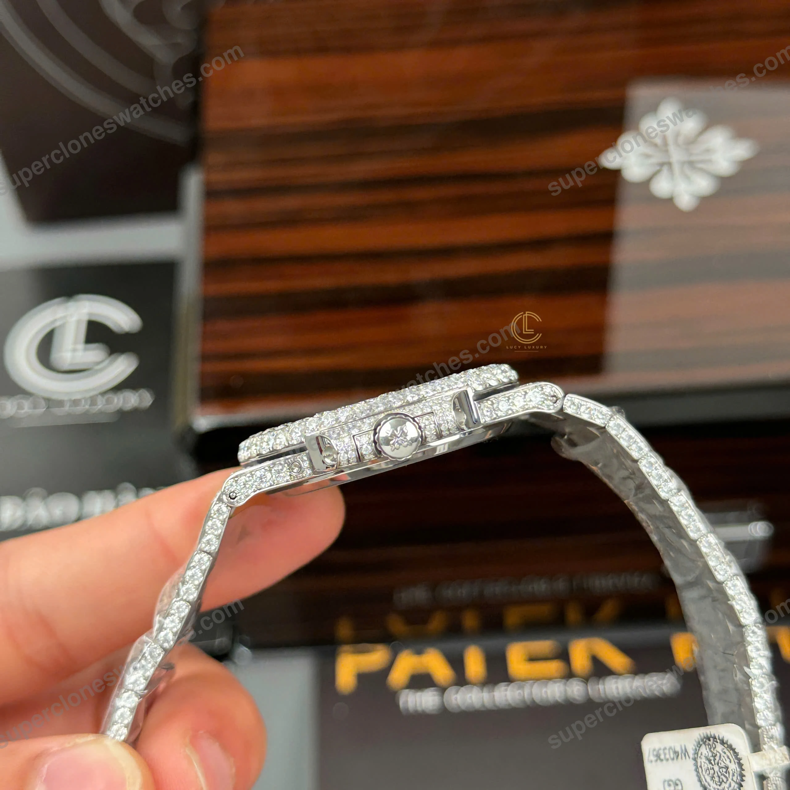 Super-Clone-Patek-Philippe-Nautilus-57121A-40mm-Blue-Dial-Full-Moissanite-Hongk-7