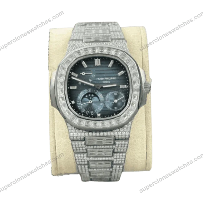 Super-Clone-Patek-Philippe-Nautilus-57121A-40mm-Custom-Full-Moissanite-Baguette-1