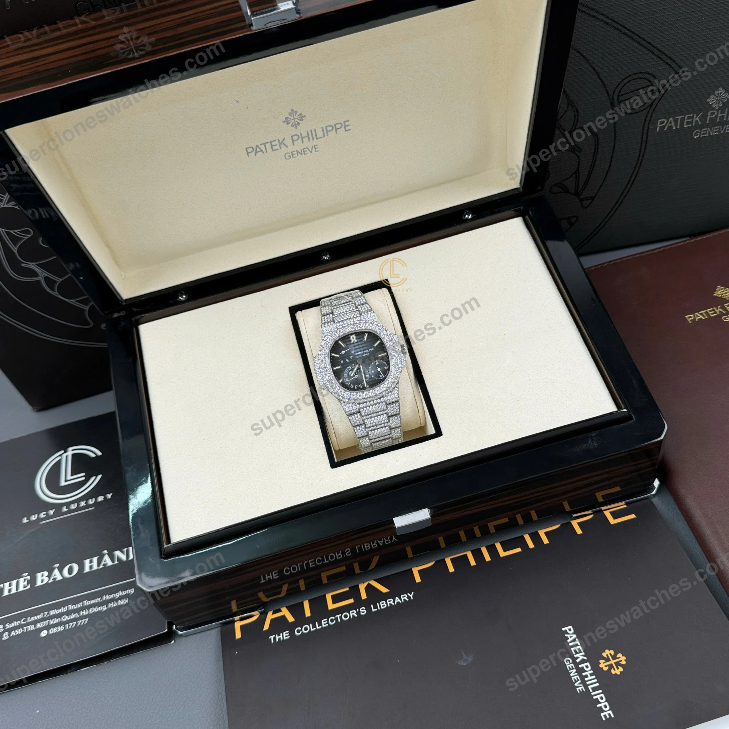 Super-Clone-Patek-Philippe-Nautilus-57121A-40mm-Blue-Dial-Full-Moissanite-Hongk-12