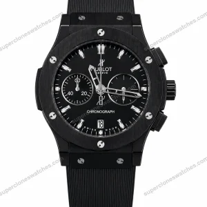 Super-Clone-Hublot-Big-Bang-Black-Ceramic-Chronograph-Rubber-Strap