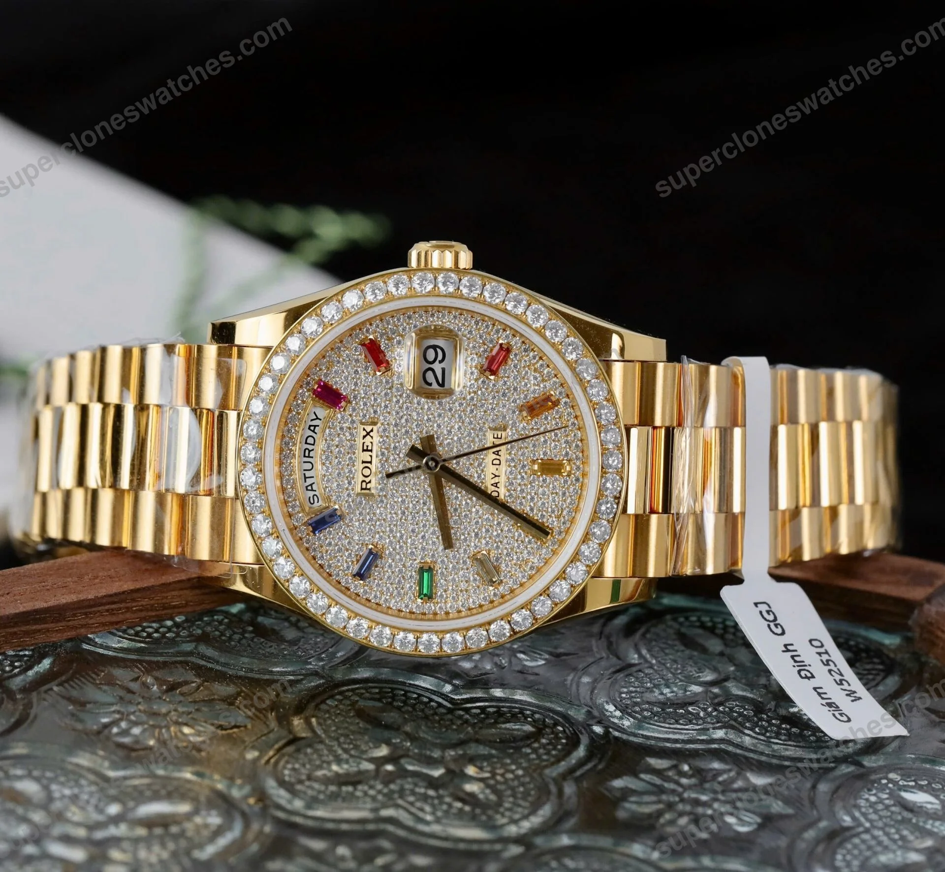 Super-Clone-Rolex-Day-Date-Diamond-Paved-Dial-128348rbr-0030-36-mm-3