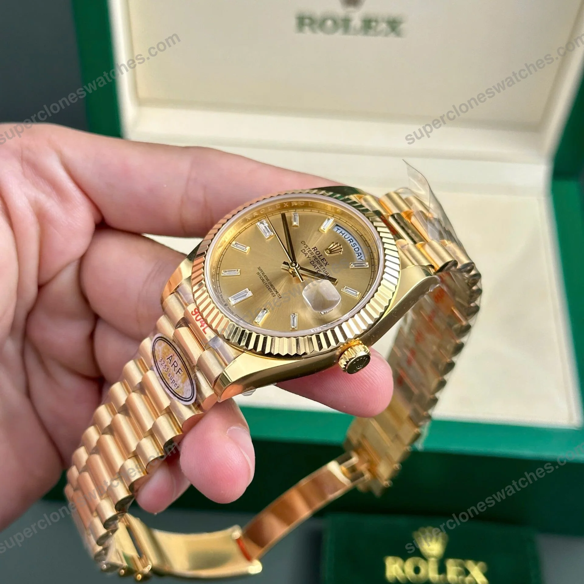 Super-Clone-Rolex-Day-Date-Champagne-Diamond-Dial-228238-0005-40-mm-5