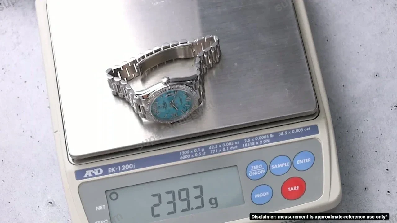rolex-day-date-36-128396tbr-turquoise-platinum-weight-scale