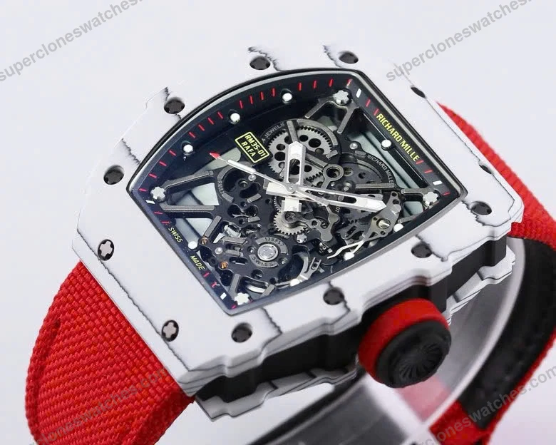 Super-Clone-Richard-Mille-RM-35-01-Richard-Mille-Rafa-Cacbon-NTPT-Red-Strap-42mm-3
