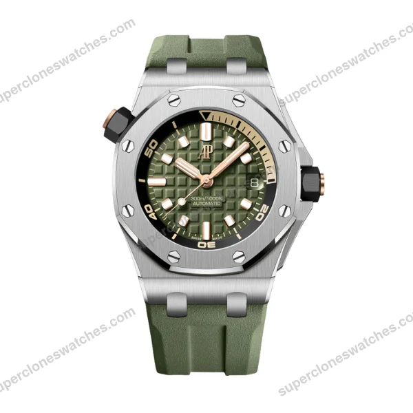 Super-Clone-Audemars-Piguet-Royal-Oak-Offshore-Diver-15720ST-42mm-Green-Dial-1