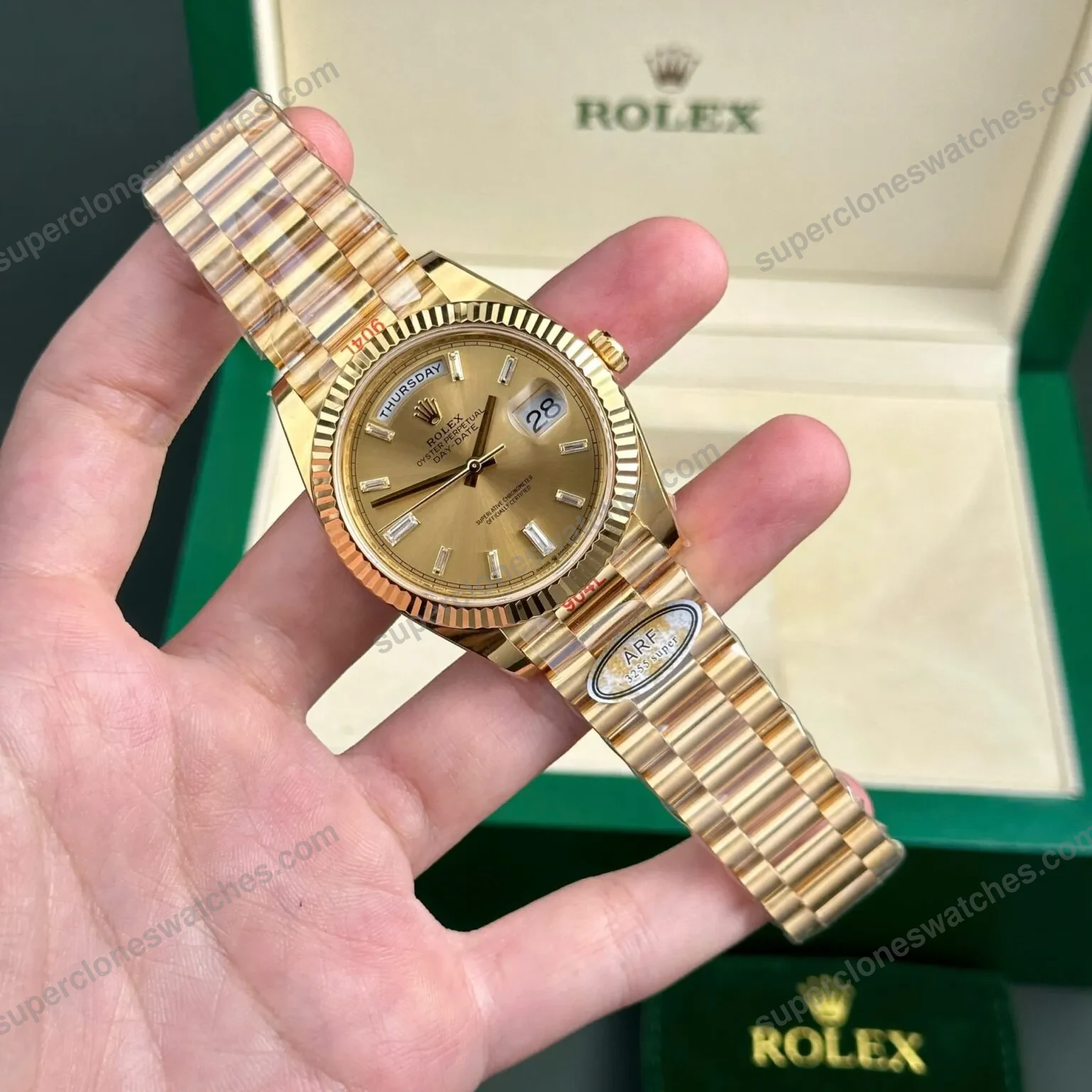 Super-Clone-Rolex-Day-Date-II-Champagne-Dial-228238-40-mm-3