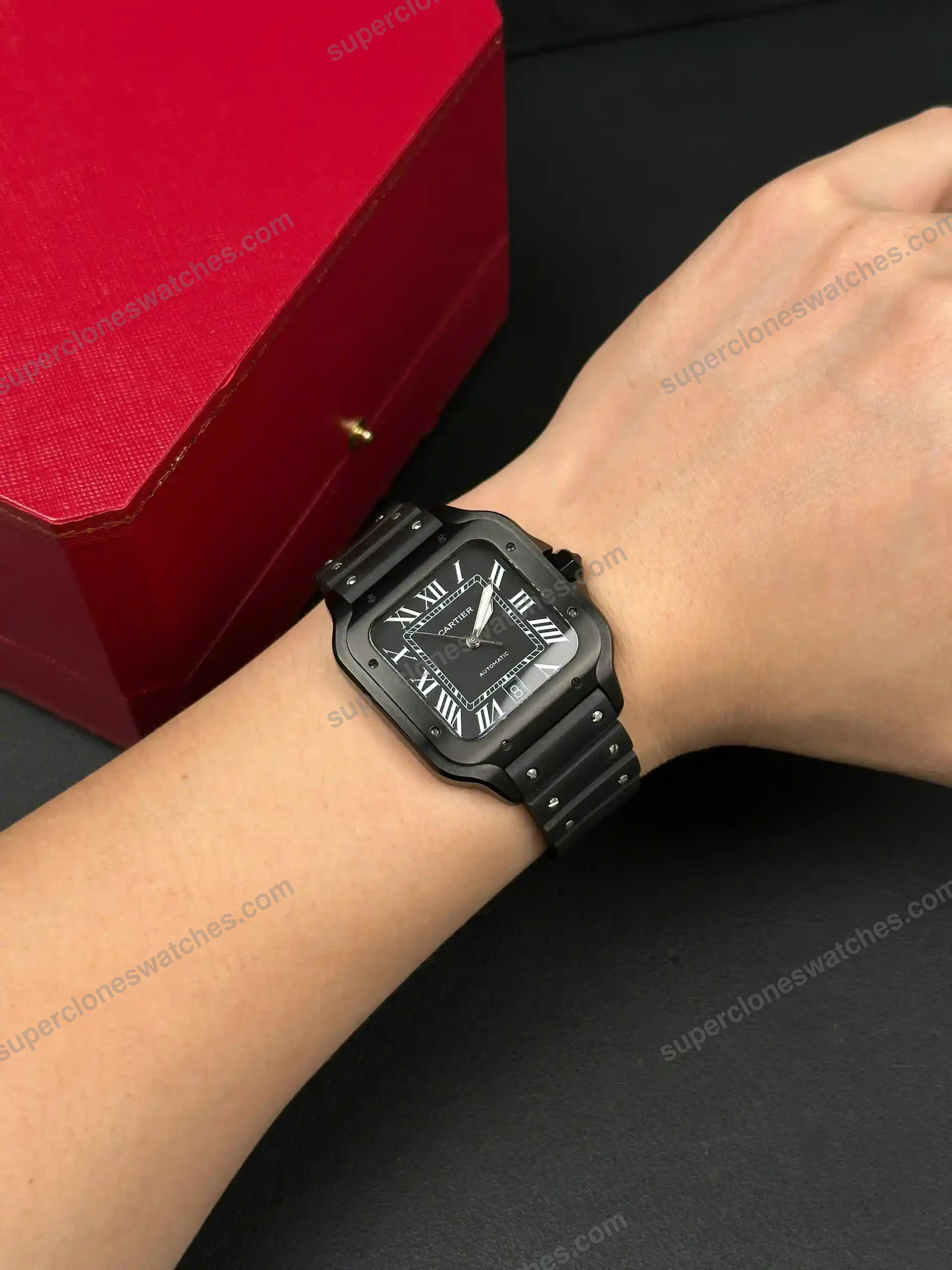Super-Clone-Cartier-Santos-De-Cartier-CRWSSA0039-39.8mm-Ceramic-8211-5