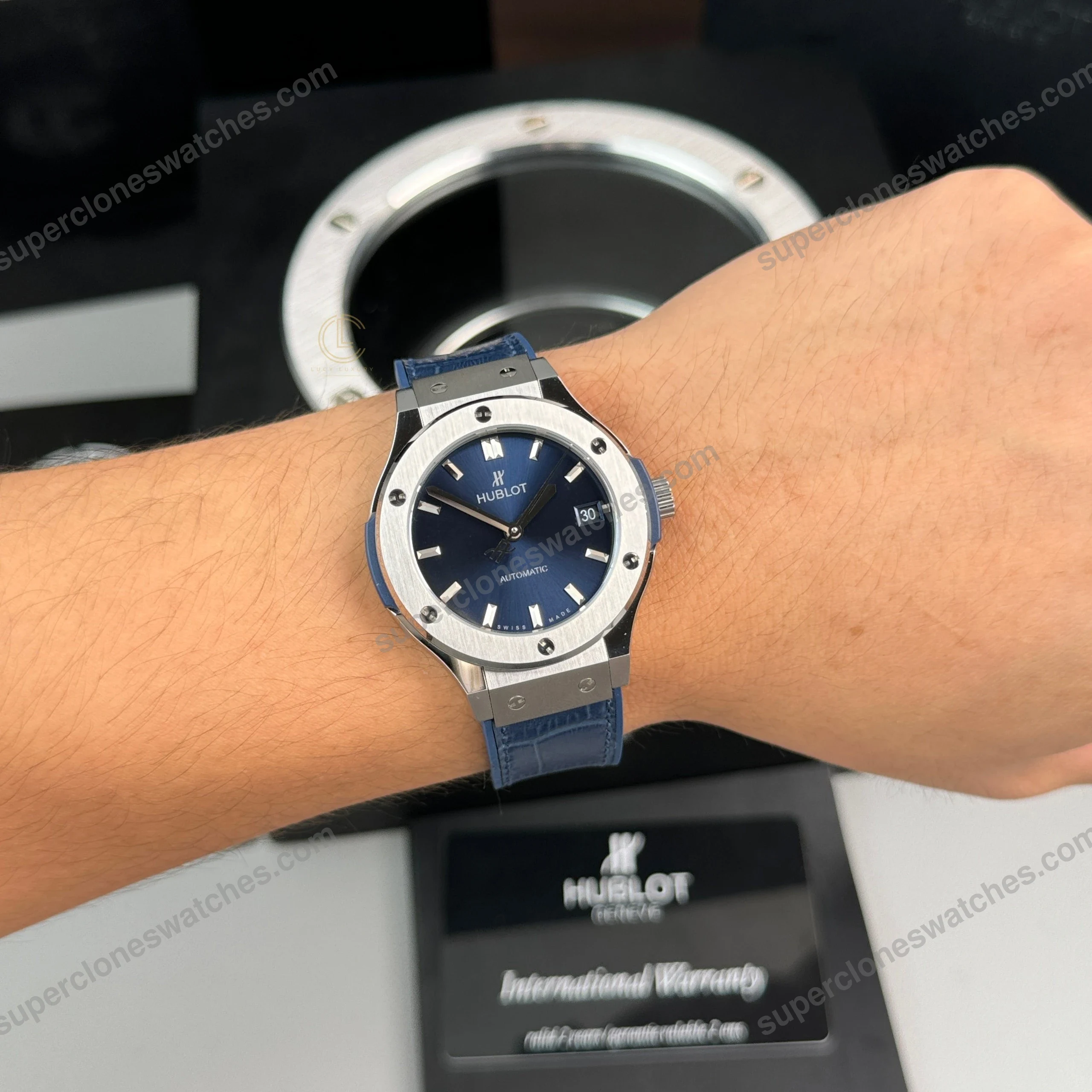 Super-Clone-Hublot-Classic-Fusion-Titanium-38mm-Blue-Dial-Unisex-Size-4