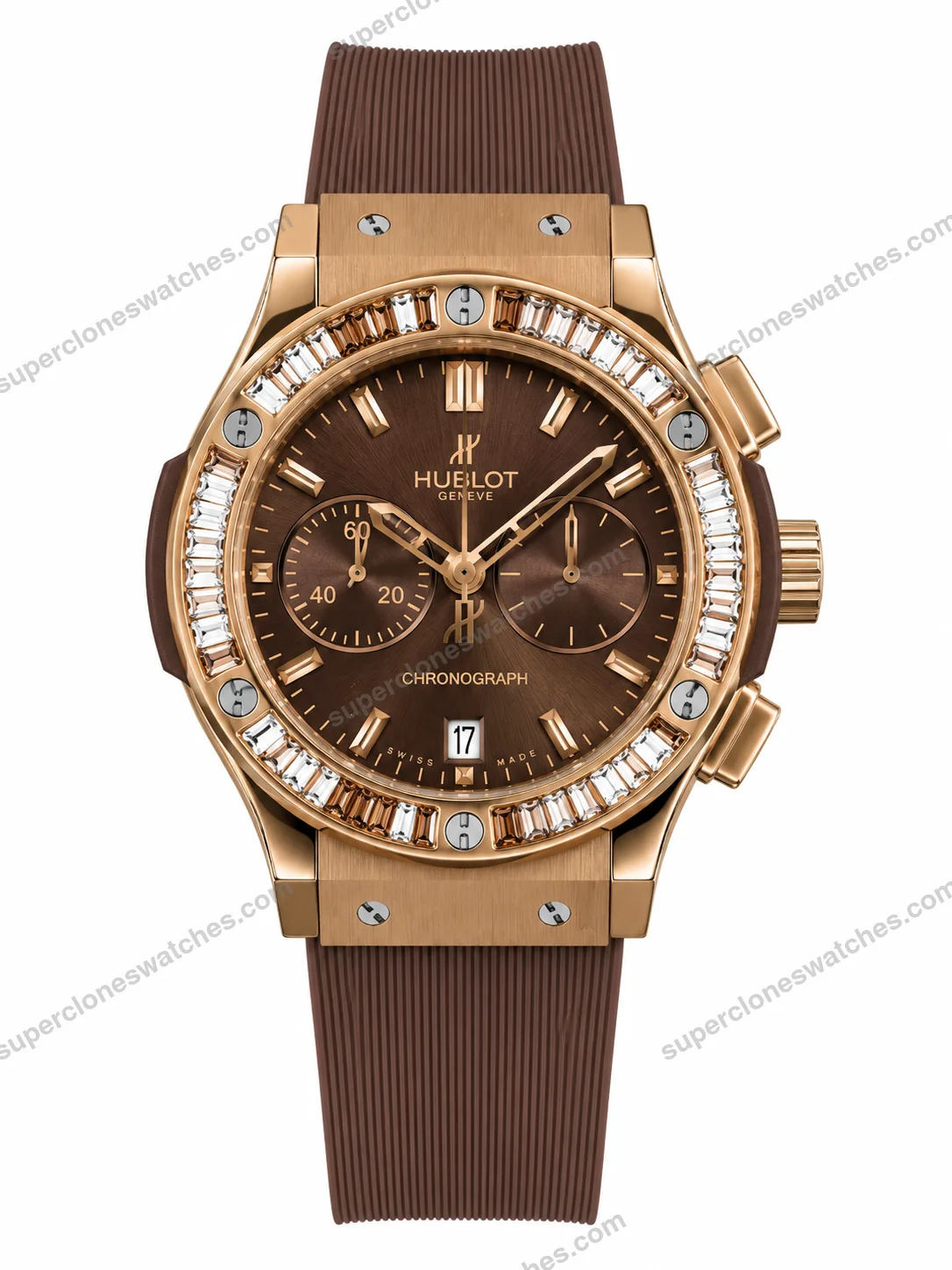 Super-Clone-Hublot-Big-Bang-Rose-Gold-Brown-Diamond-Bezel-Rubber-Strap