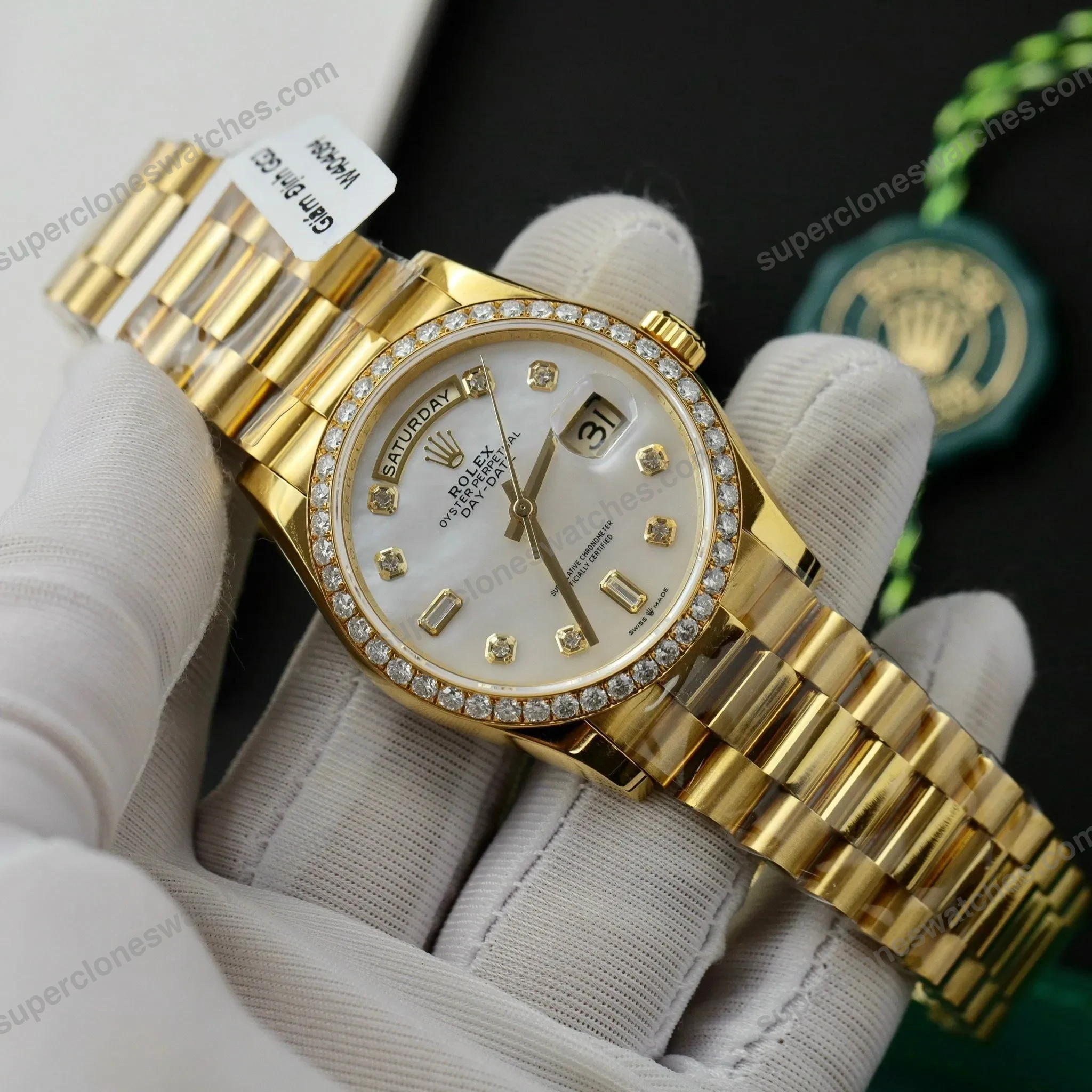 Super-Clone-Rolex-Day-Date-White-Mother-of-Pearl-Diamond-Dial-128238-0011-36-mm-2