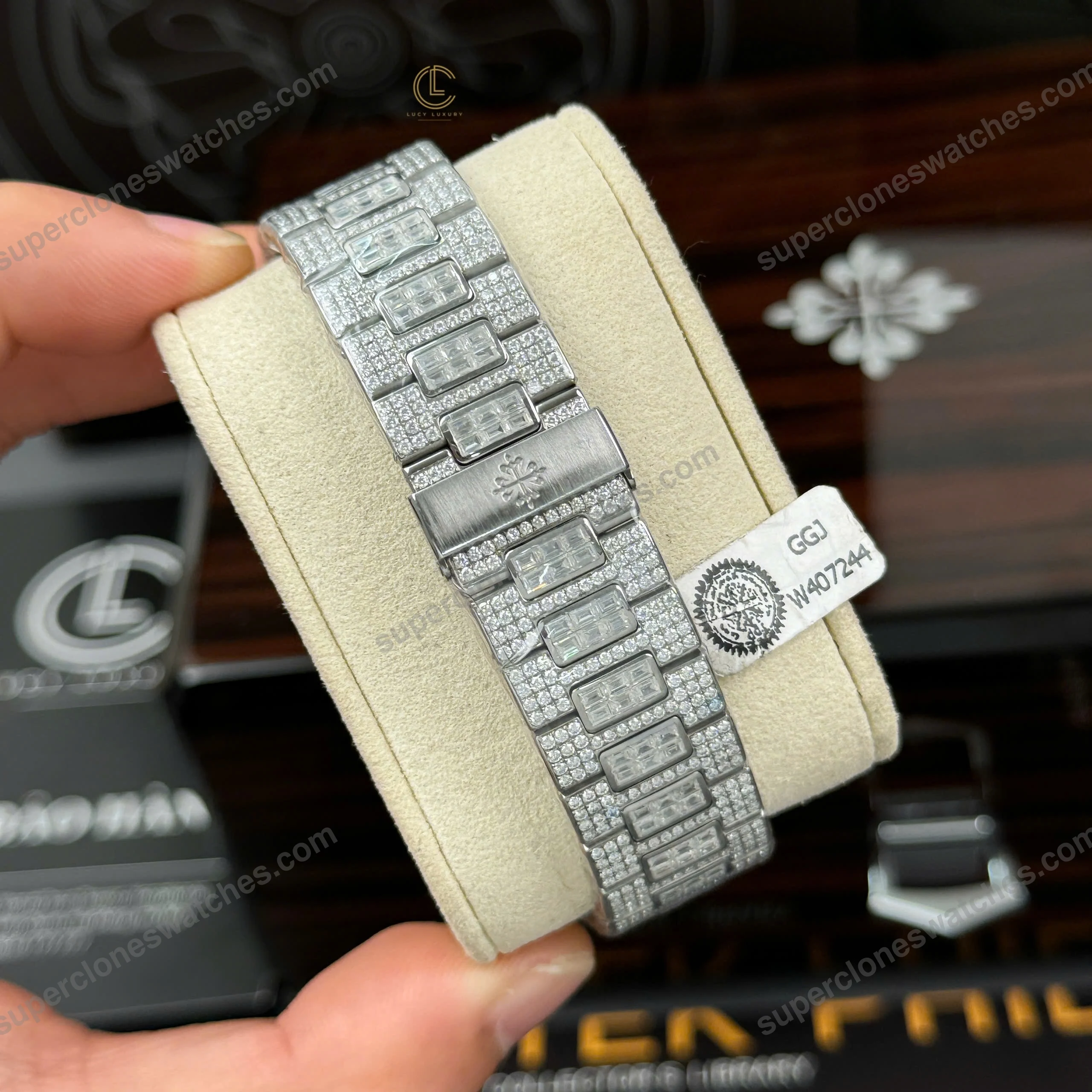 Super-Clone-Patek-Philippe-Nautilus-57121A-40mm-Custom-Full-Moissanite-Baguette-10