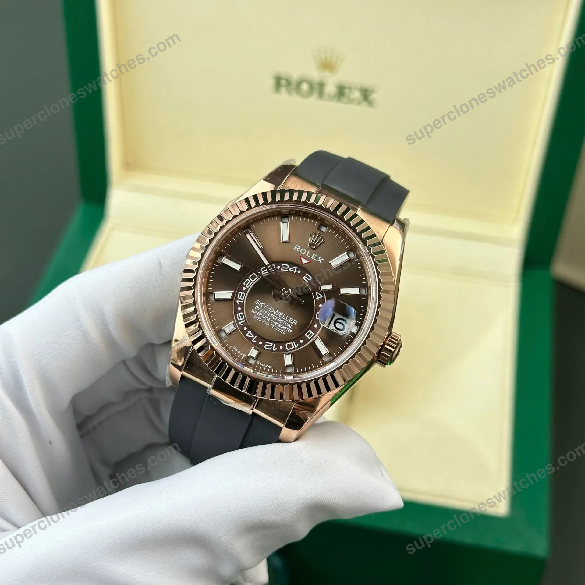 Super-Clone-Rolex-Sky-Dweller-Chocolate-Dial-336235-3