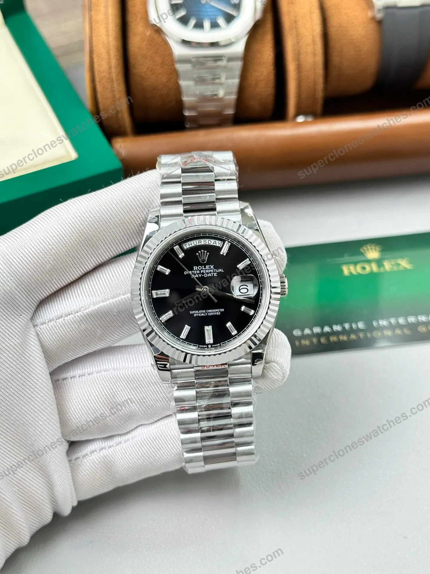 Super-Clone-Rolex-Day-Date-Bright-Black-Dial-228236-0003-40-mm-2