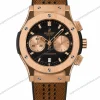 Super-Clone-Hublot-Big-Bang-Rose-Gold-Black-Dial-Brown-Leather-Strap