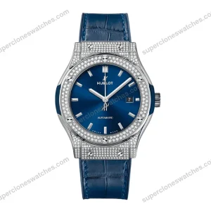 Super-Clone-Hublot-Classic-Fusion-Diamonds-Moissanite-Pave-42mm-Blue-Dial-–-Cu-1