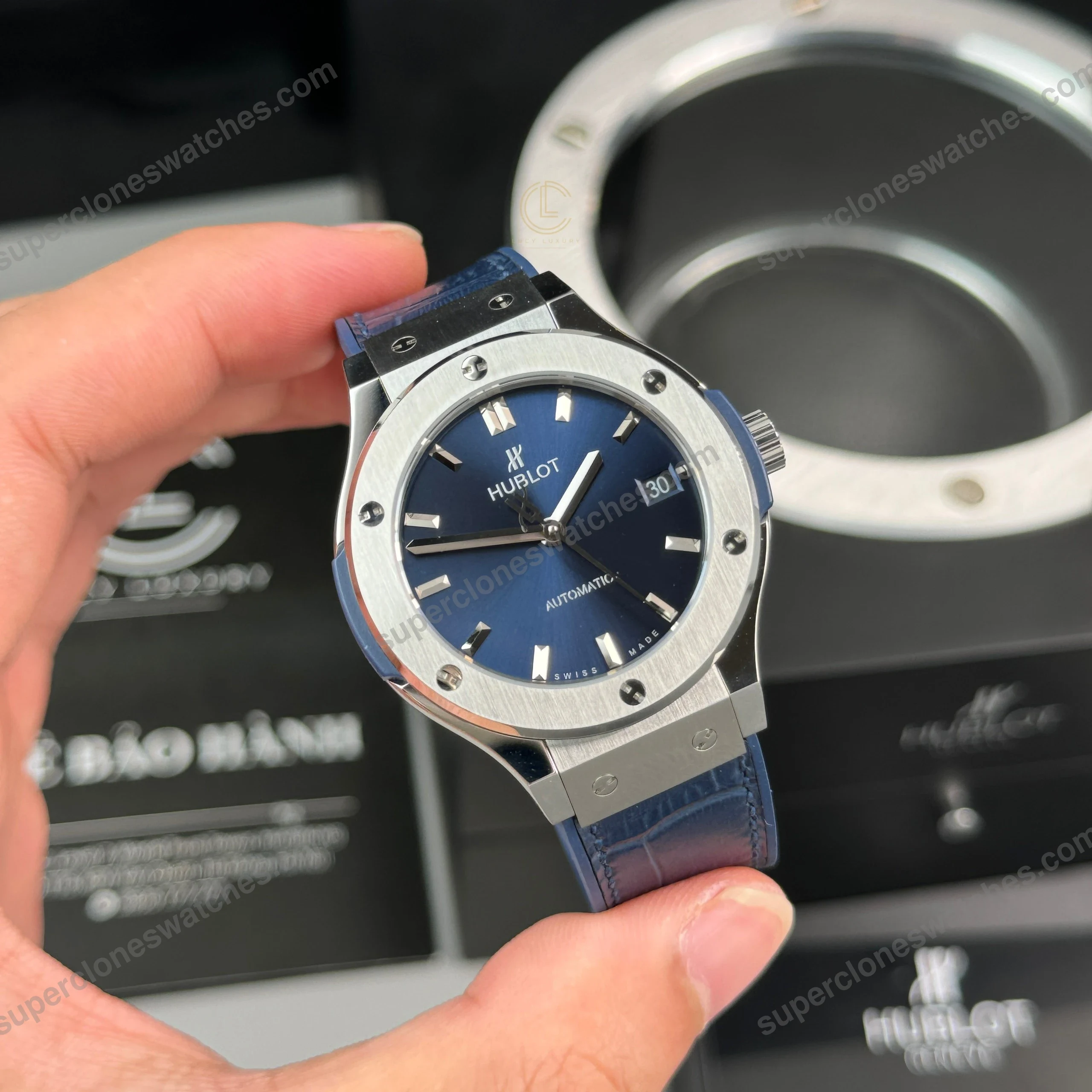 Super-Clone-Hublot-Classic-Fusion-Titanium-38mm-Blue-Dial-Unisex-Size-2