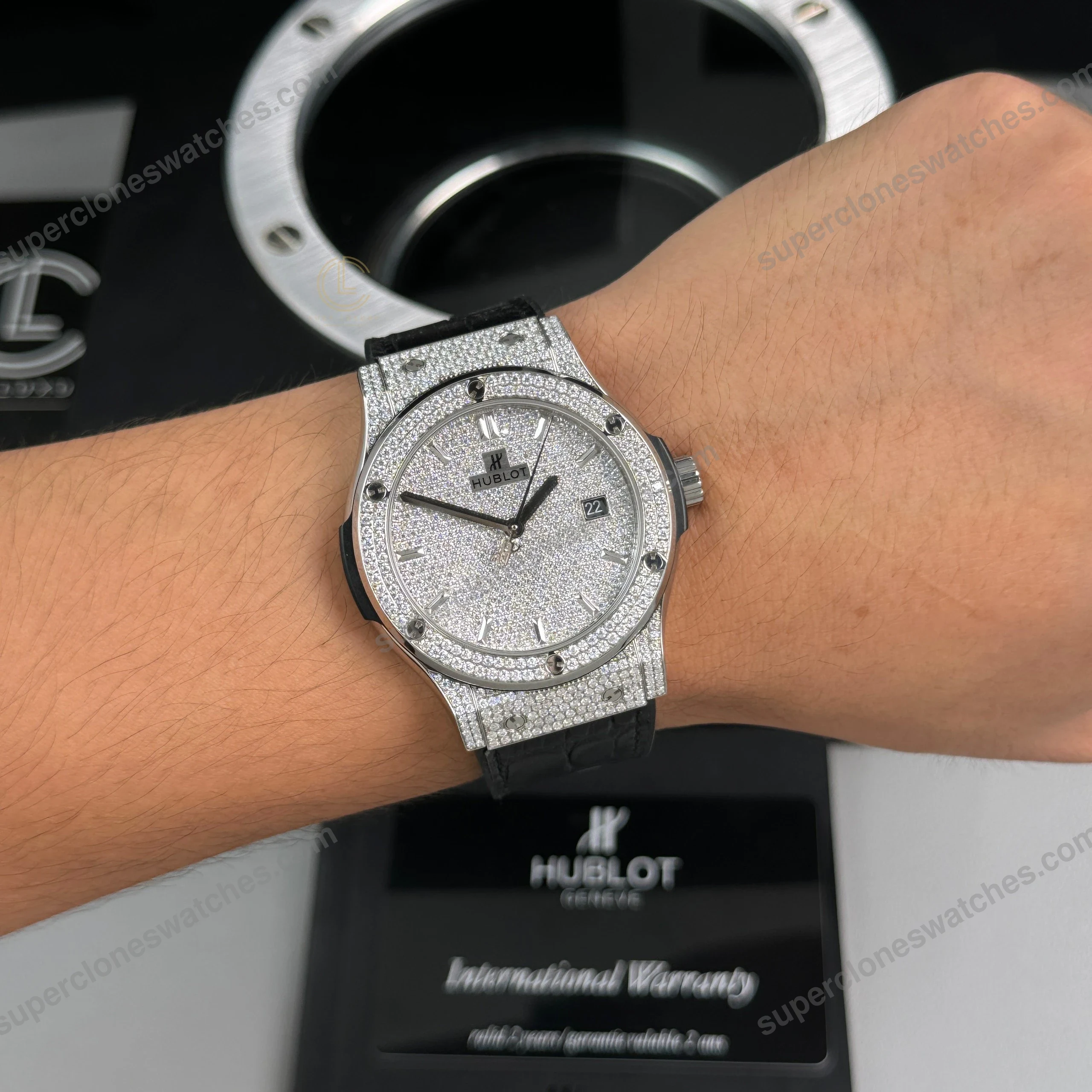 Super-Clone-Hublot-Classic-Fusion-Full-Diamonds-Moissanite-Pave-42mm-–-Customi-4