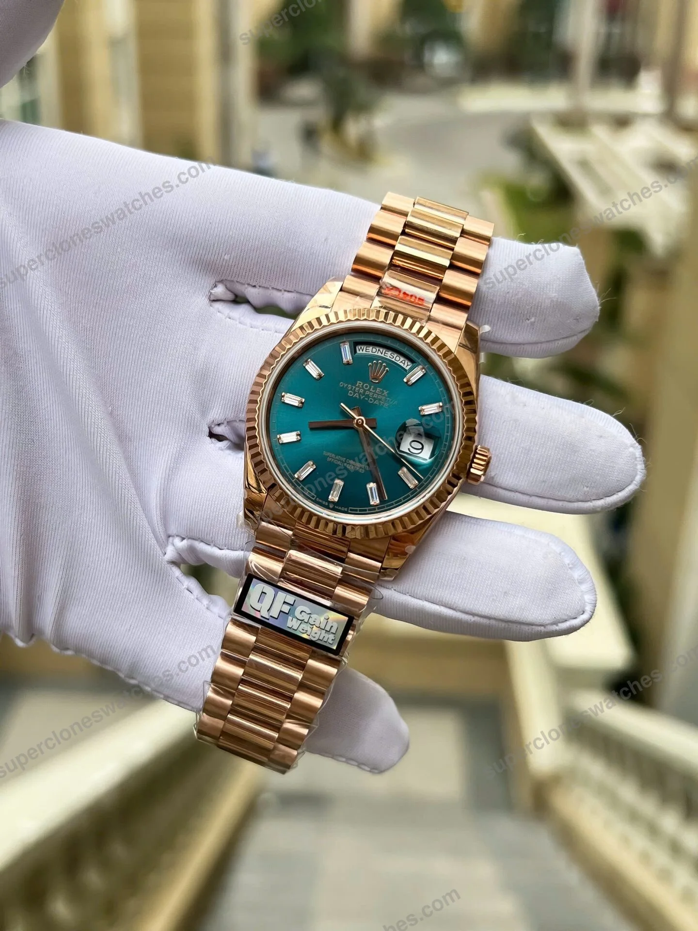 Super-Clone-Rolex-Day-Date-Blue-Green-Diamond-Dial-128235-0085-36-mm-3