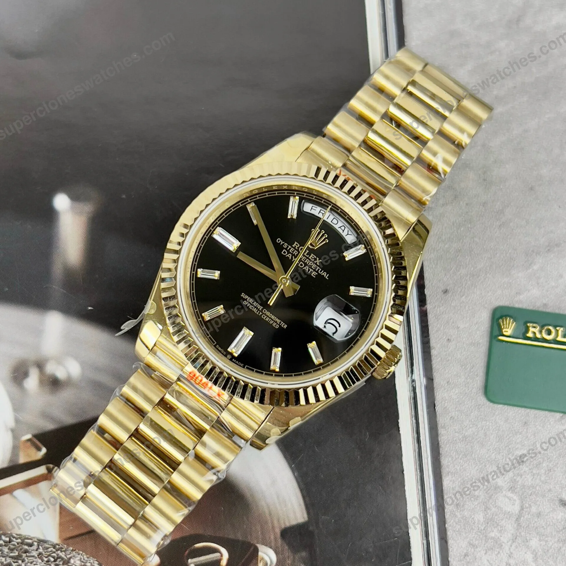 Super-Clone-Rolex-Day-Date-Bright-Black-Diamond-Dial-228238-0004-40-mm-2