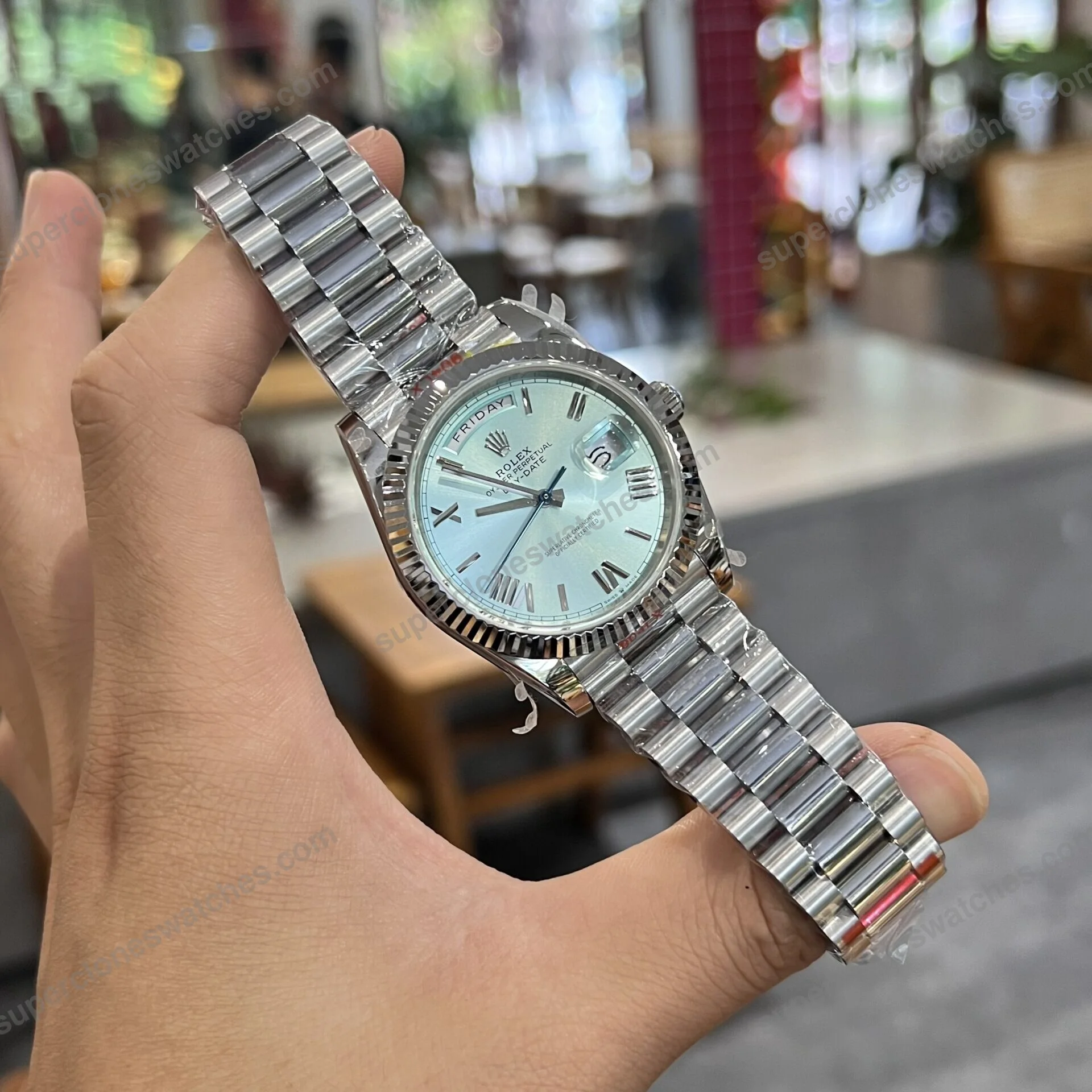 Super-Clone-Rolex-Day-Date-Ice-Blue-Dial-228236-0012-40-mm-4