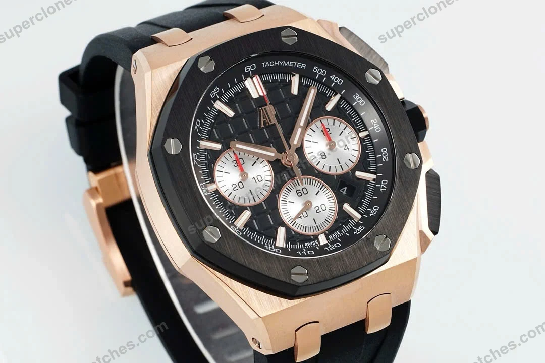 Super-Clone-Audemars-Piguet-Royal-Oak-Offshore-Rose-Gold-26420ST-42mm-Black-Dial-2