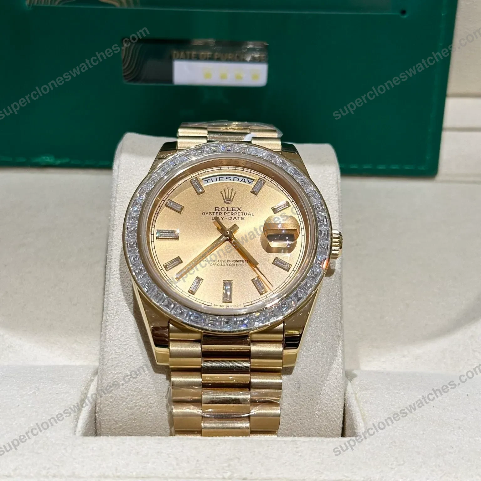 Super-Clone-Rolex-Day-Date-Champagne-Diamond-Dial-228348rbr-0002-40-mm-2
