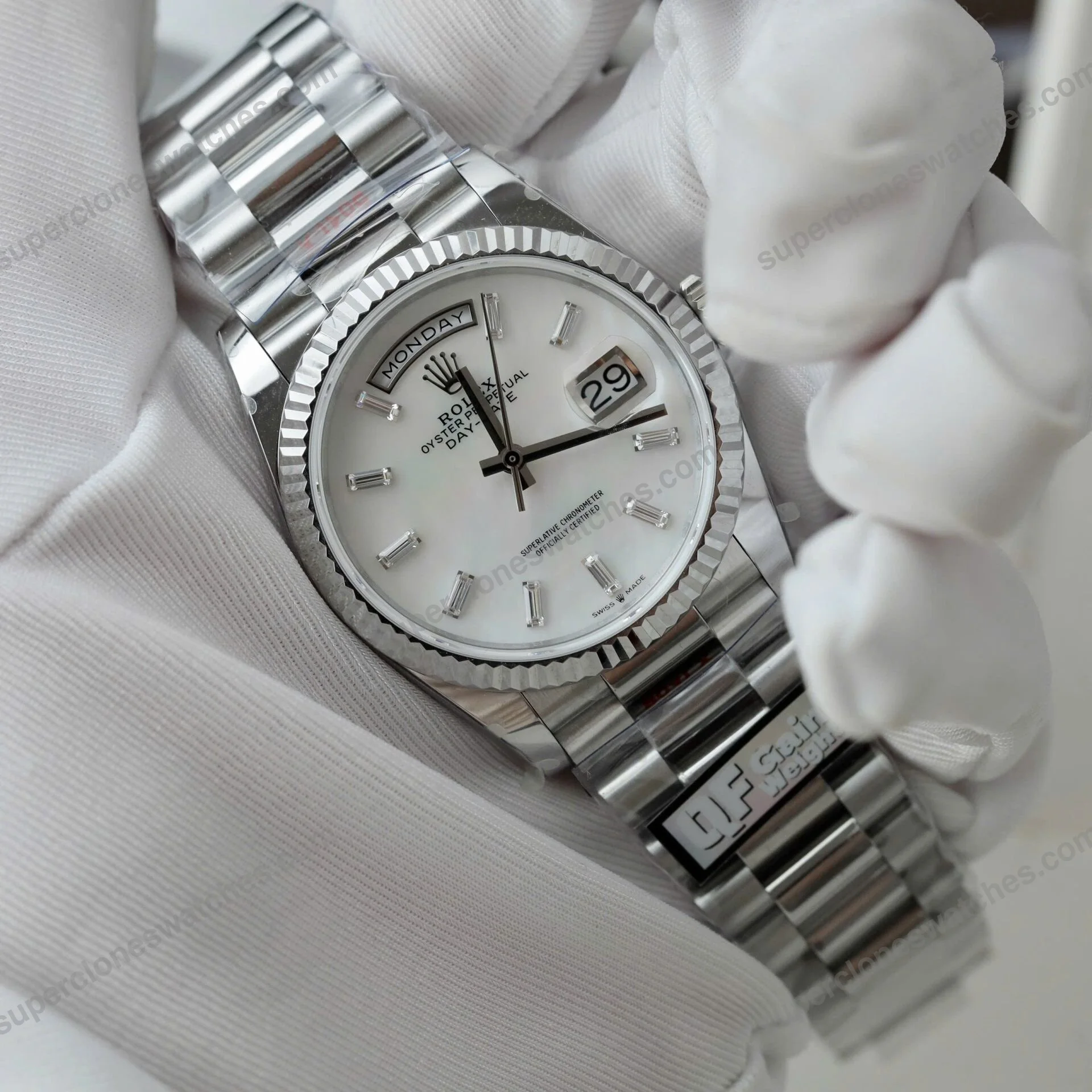 Super-Clone-Rolex-Day-Date-White-Mother-of-Pearl-Diamond-Dial-128236-0021-36-mm-3