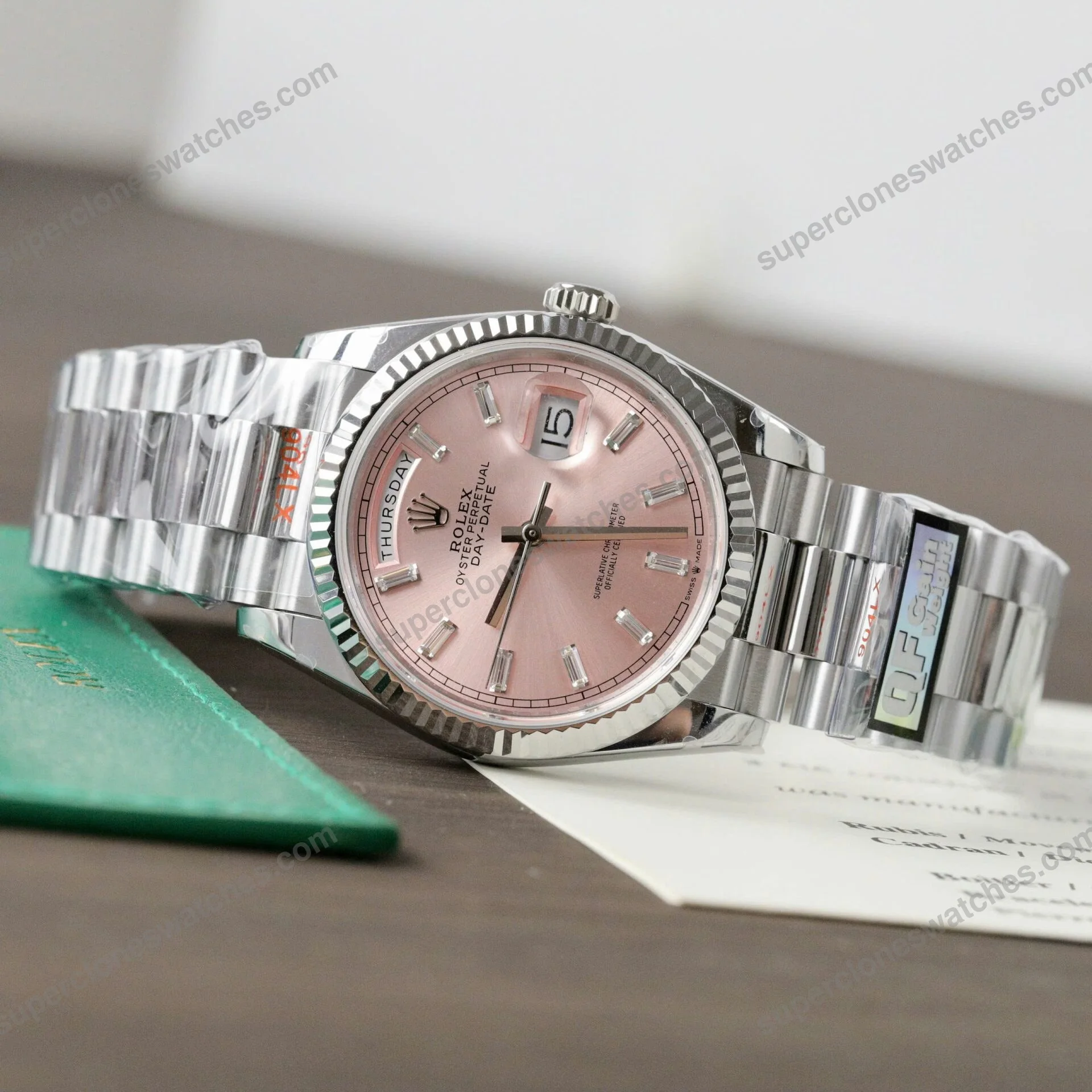 Super-Clone-Rolex-Day-Date-Pink-Diamond-Dial-128236-0024-36-mm-4