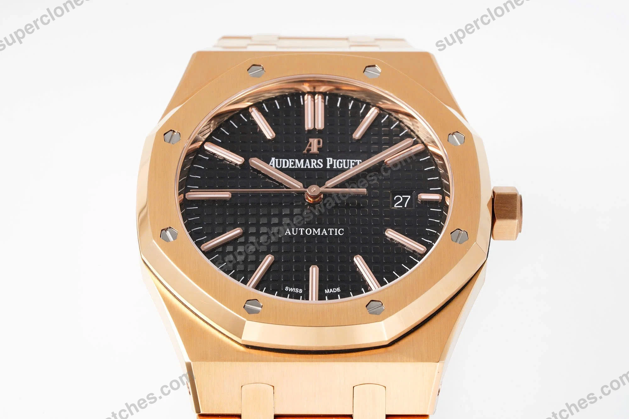 Super-Clone-Audemars-Piguet-Royal-Oak-Selfwinding-15400OR-41mm-Black-Dial-Rose-G-5