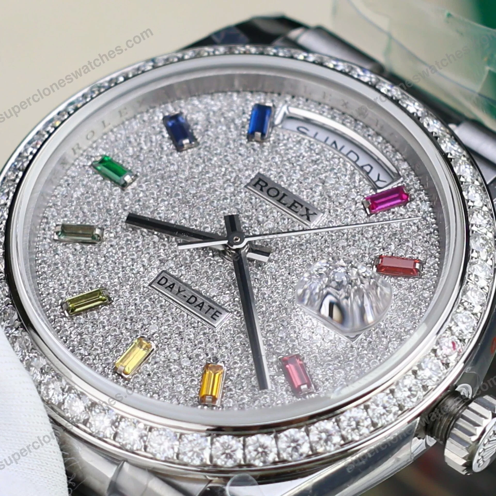 Super-Clone-Rolex-Day-Date-Diamond-Paved-Dial-128349rbr-0006-36-mm-6