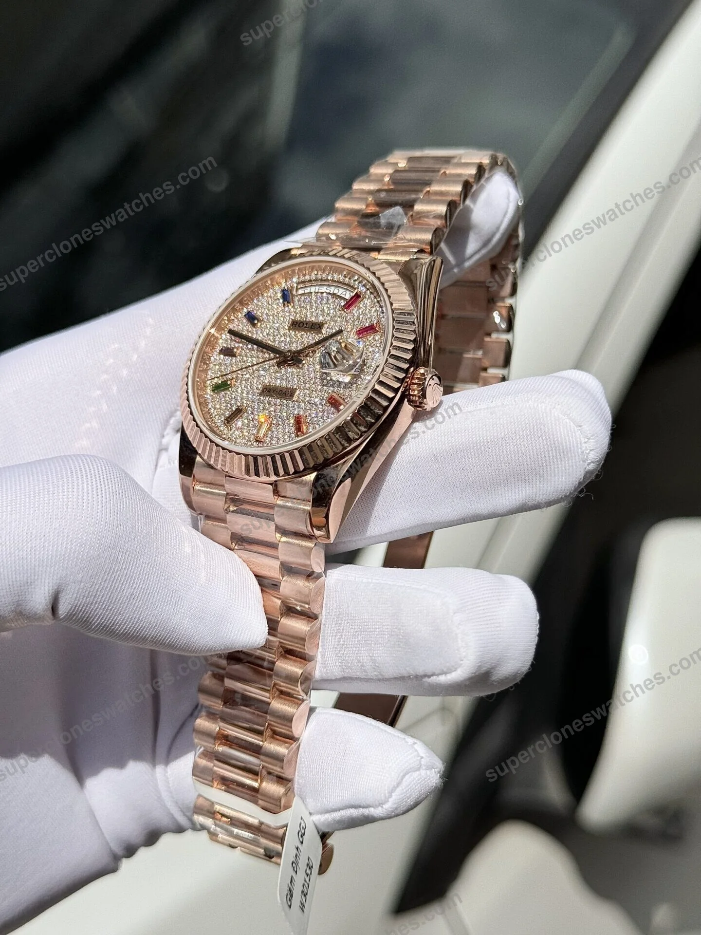 Super-Clone-Rolex-Day-Date-Diamond-Paved-Dial-128235-0039-36-mm-5