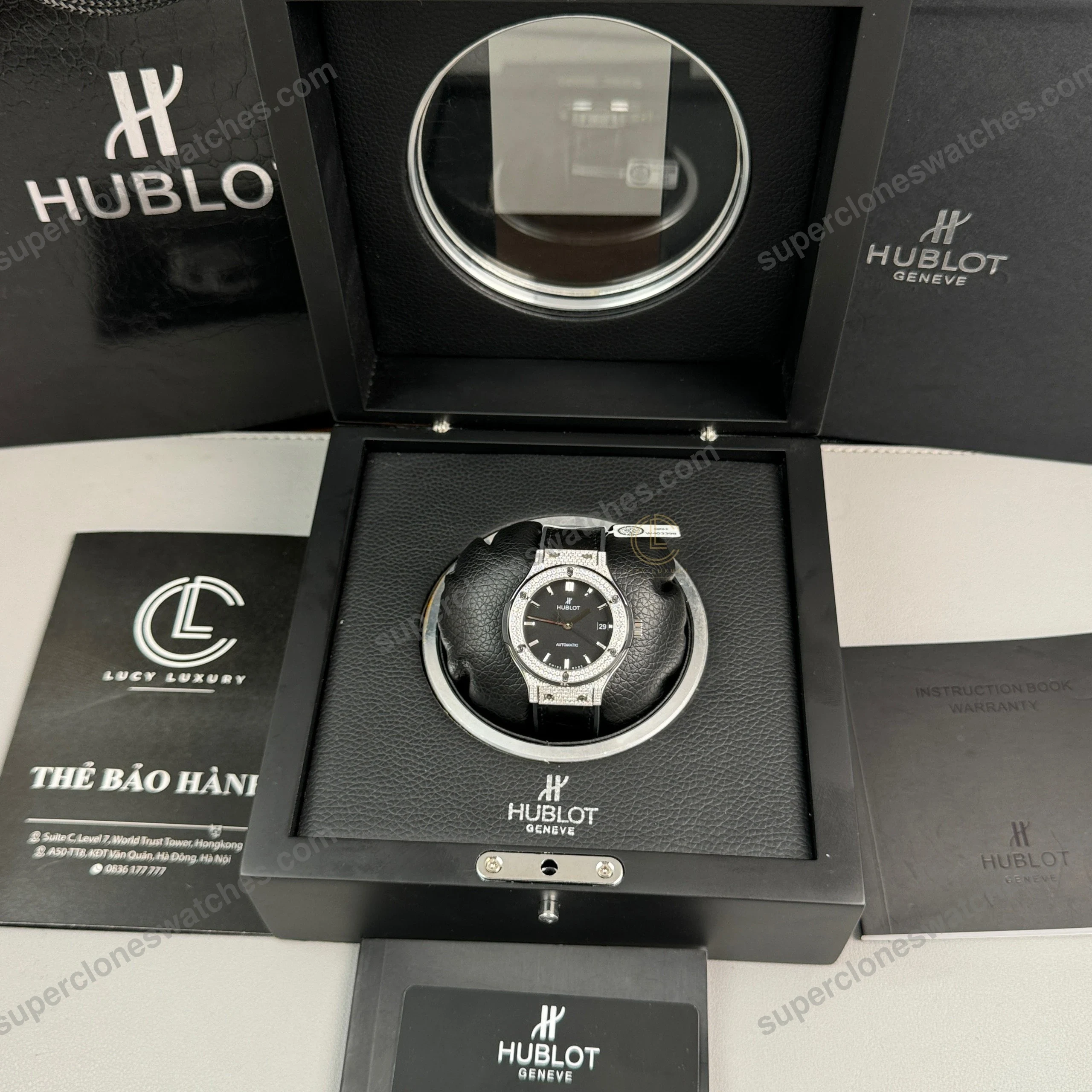 Super-Clone-Hublot-Classic-Fusion-Diamonds-Moissanite-Pave-38mm-Black-Dial-–-H-9
