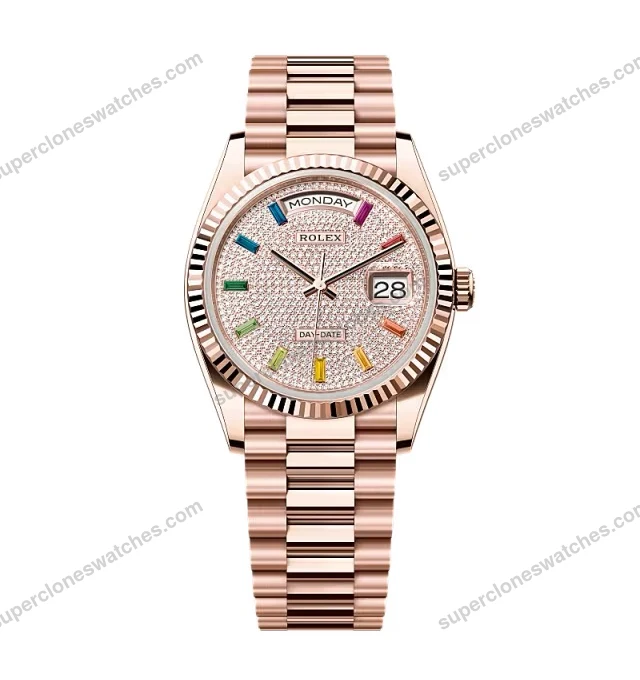 Super-Clone-Rolex-Day-Date-Diamond-Paved-Dial-128235-0039-36-mm-1