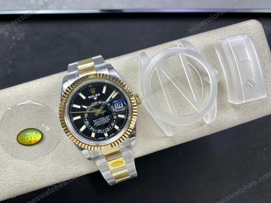 super-clone-rolex-sky-dweller-bright-black-dial-336933-oyster-view-5