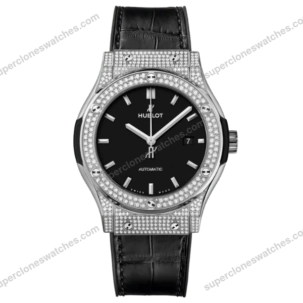 Super-Clone-Hublot-Classic-Fusion-Diamonds-Moissanite-Pave-38mm-Black-Dial-–-H-1
