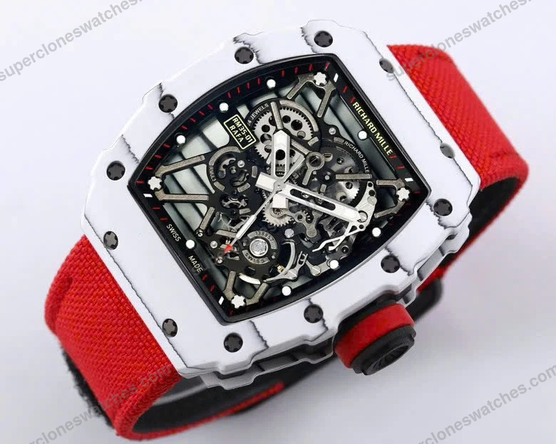 Super-Clone-Richard-Mille-RM-35-01-Richard-Mille-Rafa-Cacbon-NTPT-Red-Strap-42mm-2