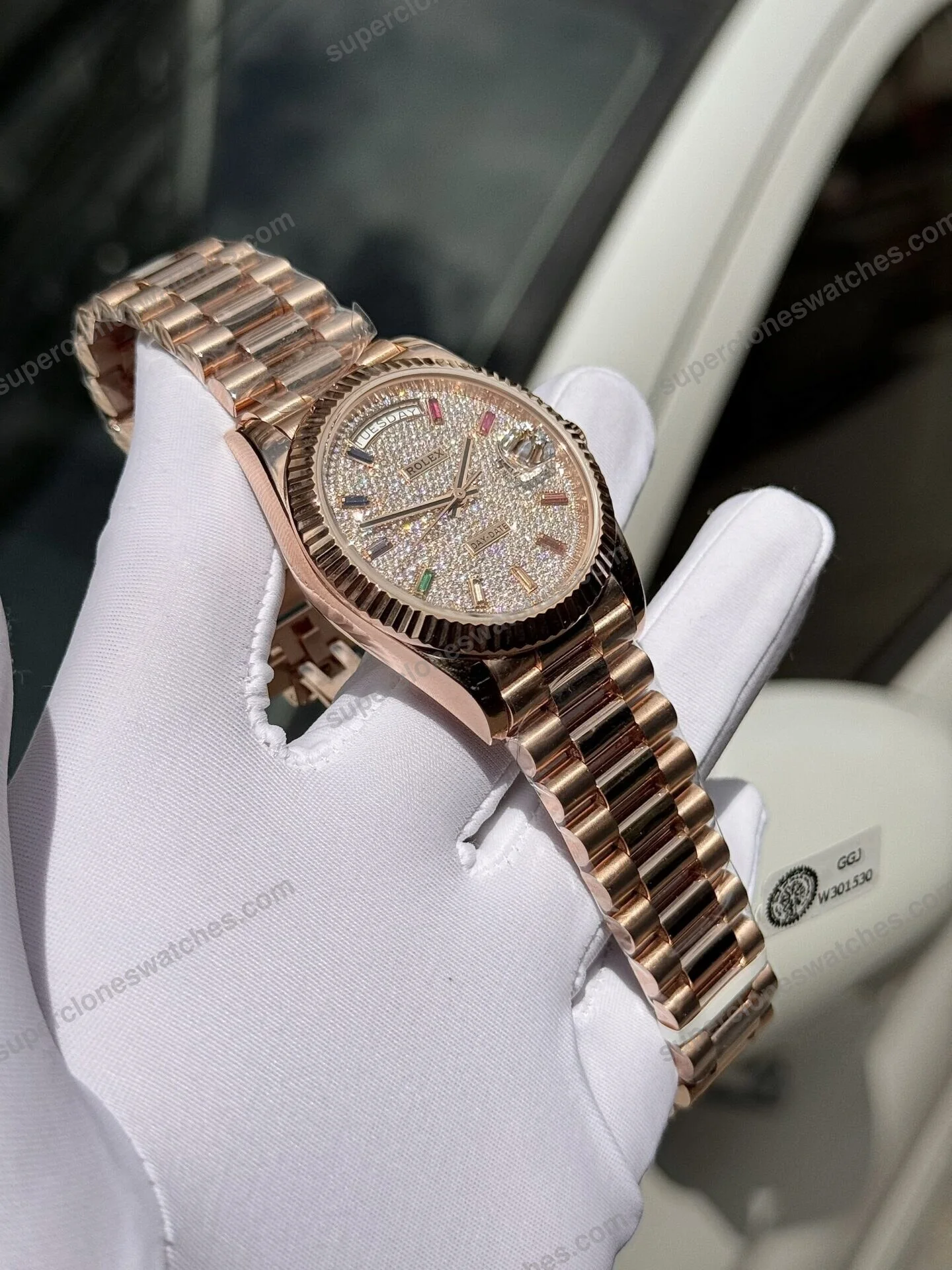 Super-Clone-Rolex-Day-Date-Diamond-Paved-Dial-128235-0039-36-mm-6