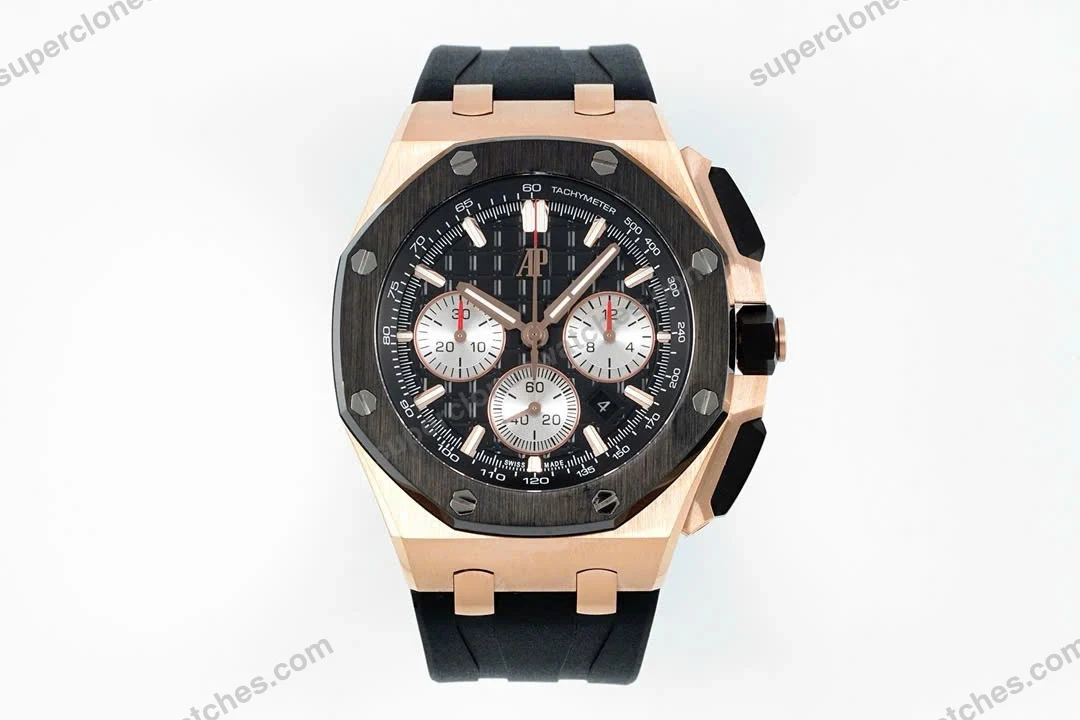 Super-Clone-Audemars-Piguet-Royal-Oak-Offshore-Rose-Gold-26420ST-42mm-Black-Dial-1