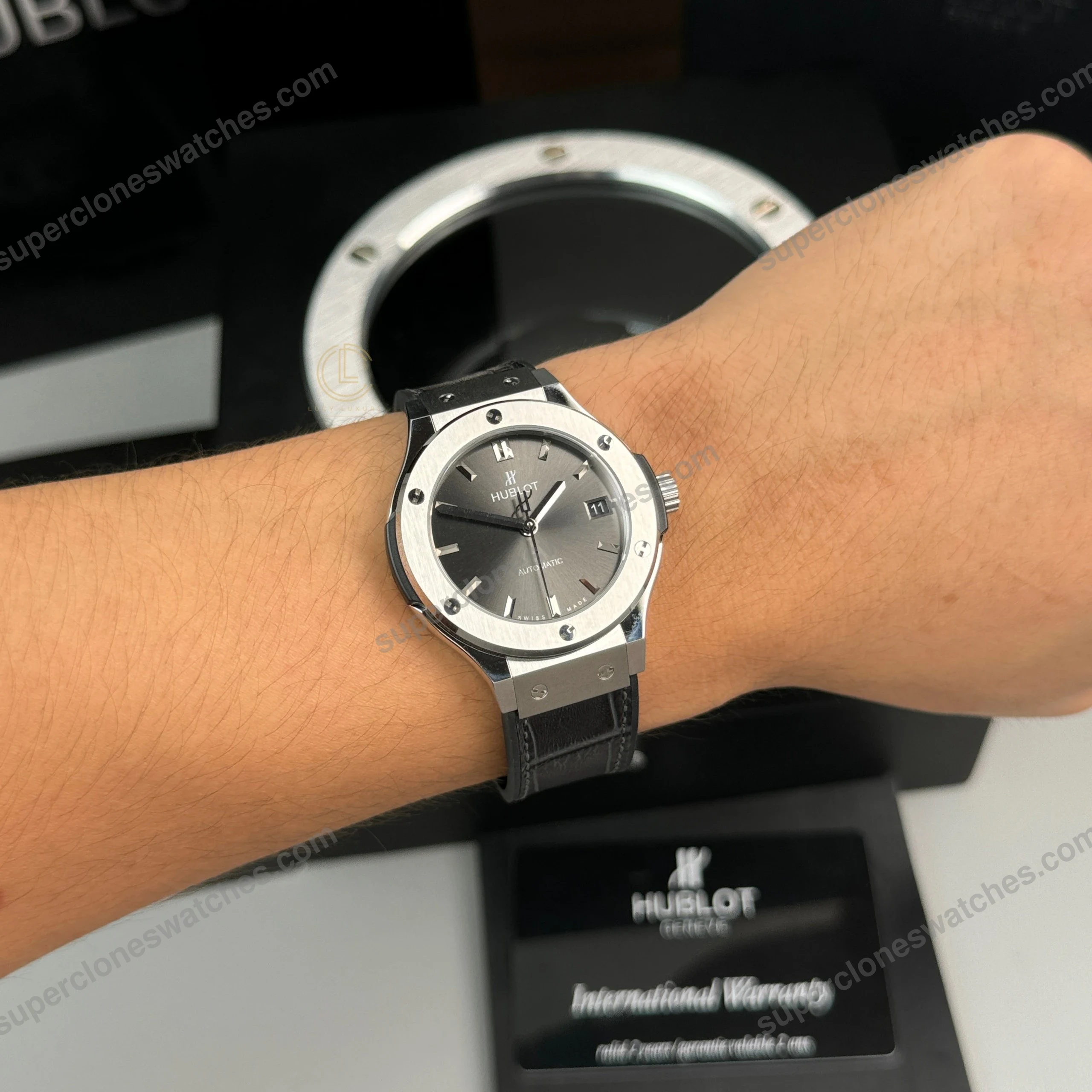 Super-Clone-Hublot-Classic-Fusion-Titanium-38mm-Gray-Dial-Unisex-Size-4