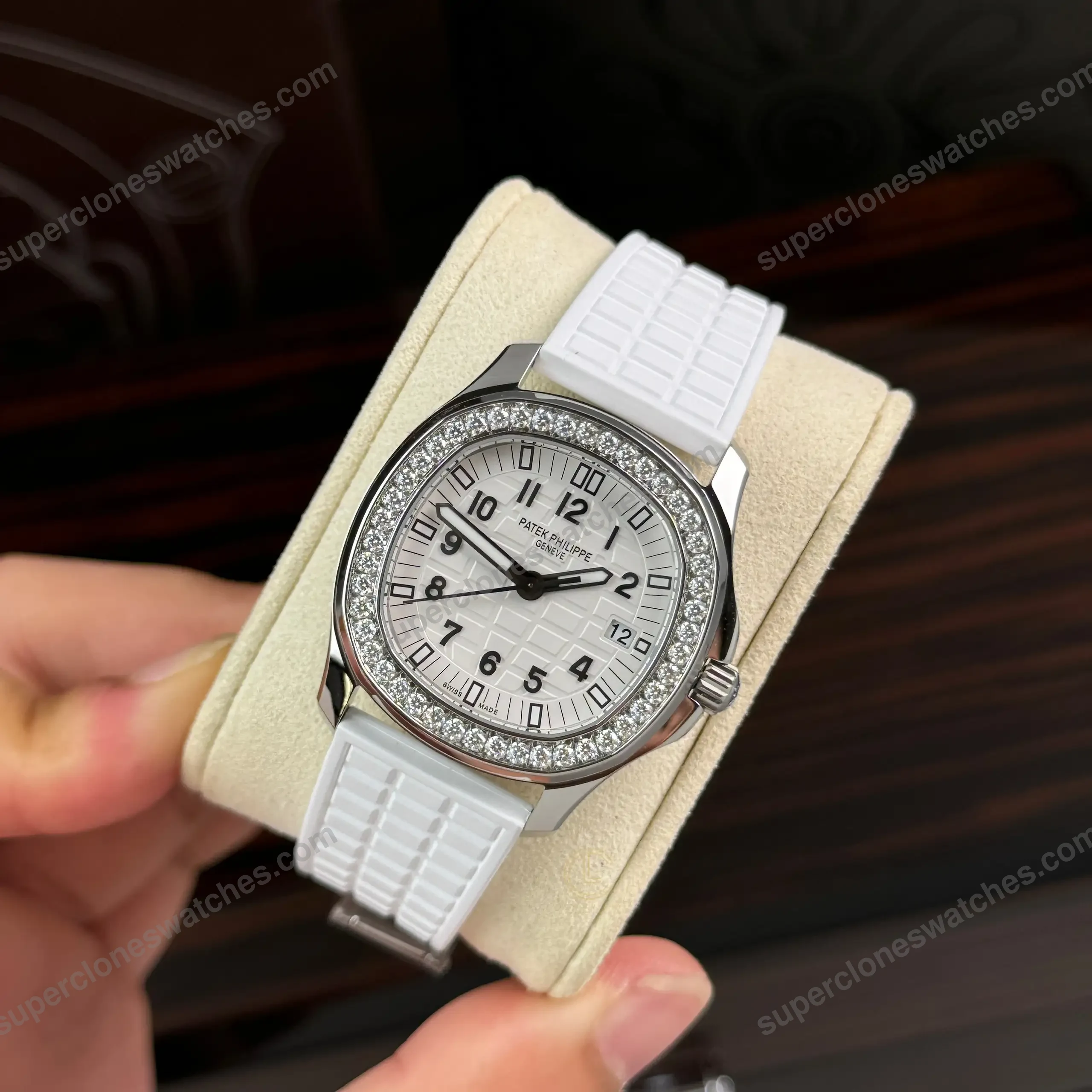 Super-Clone-Patek-Philippe-Aquanaut-5067A-025-35.6mm-White-Dial-Diamond-Bezel-Mo-2