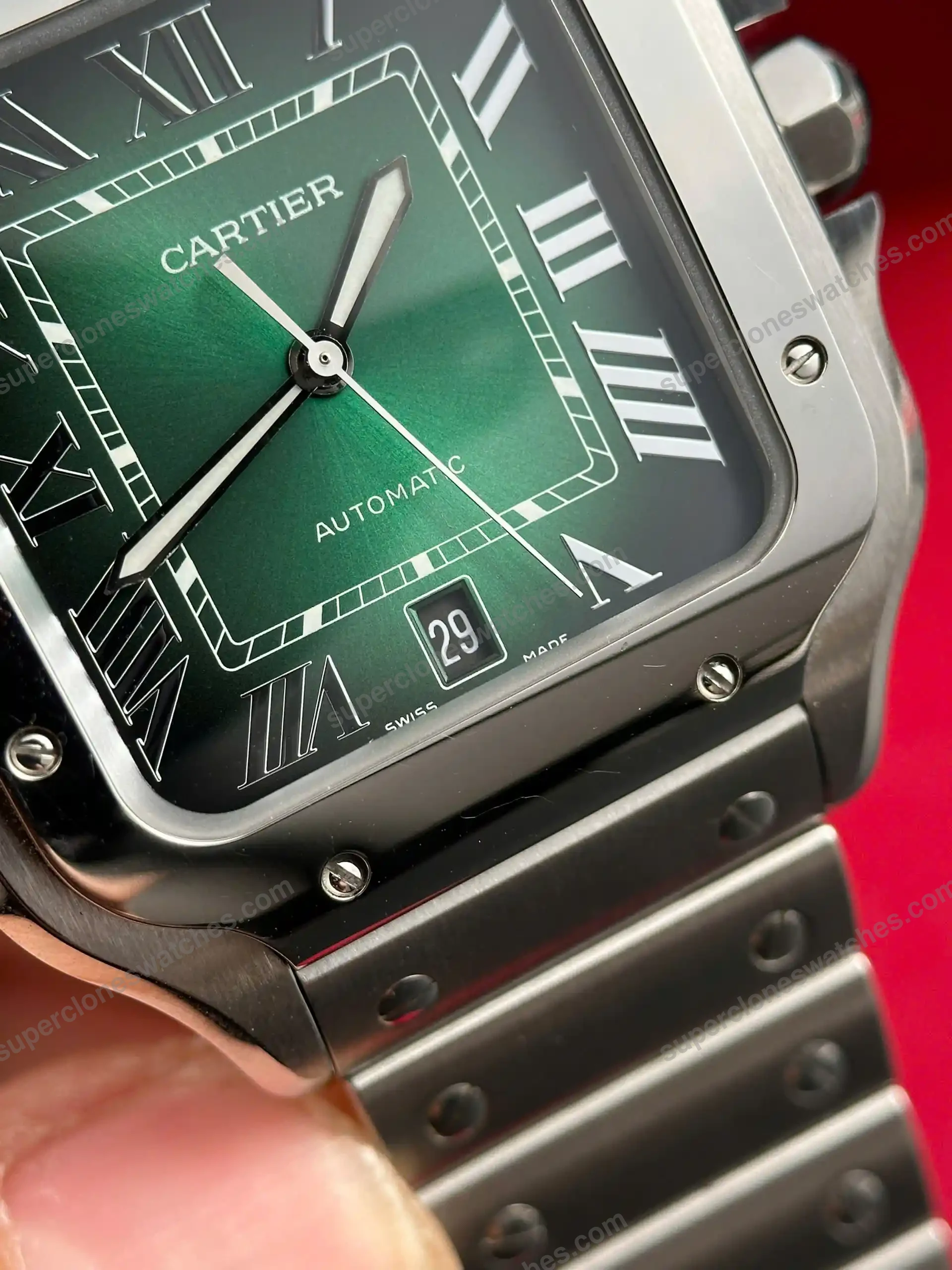 Super-Clone-Cartier-Santos-De-Cartier-Green-Dial-Large-WSSA0062-39.8mm-5