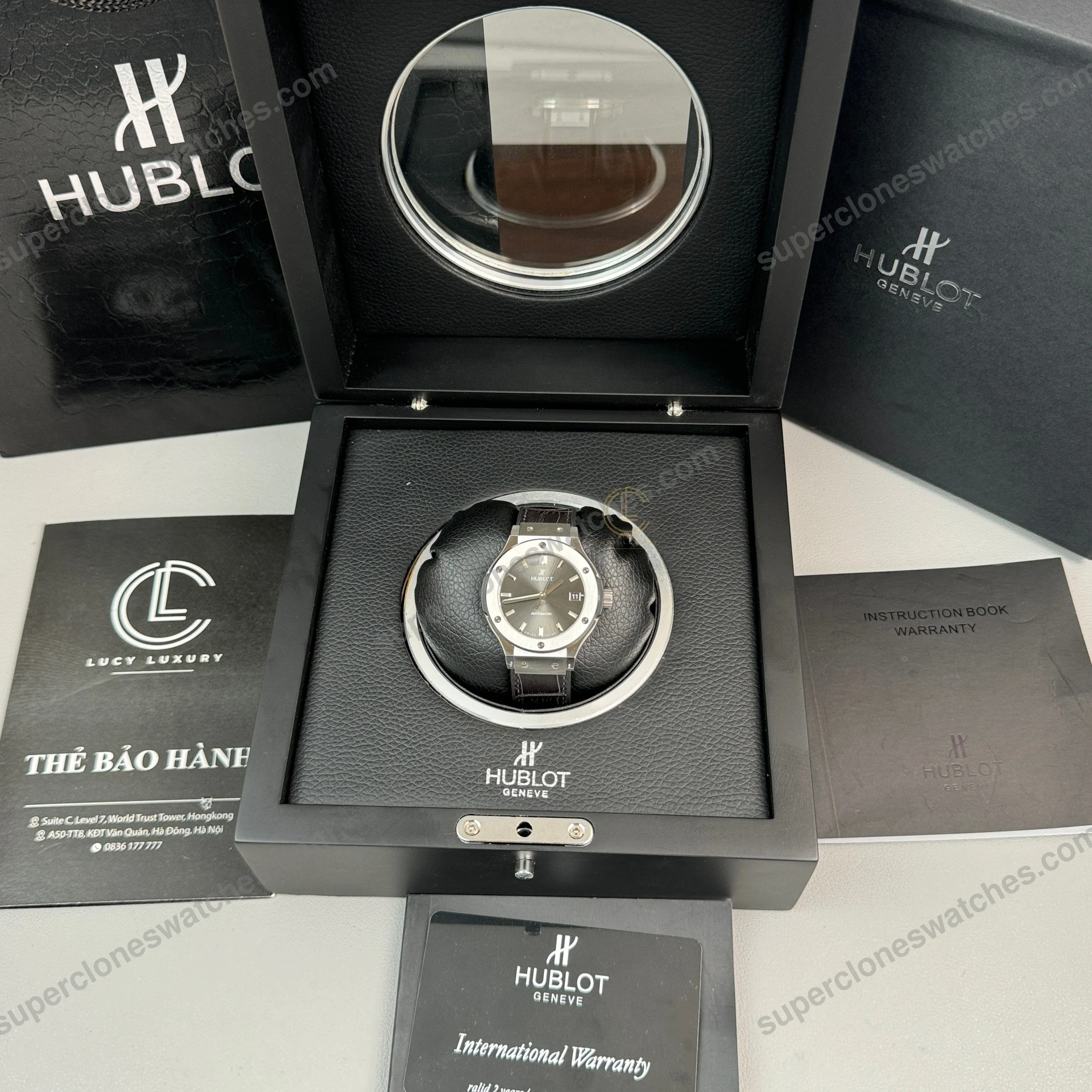 Super-Clone-Hublot-Classic-Fusion-Titanium-38mm-Gray-Dial-Unisex-Size-9