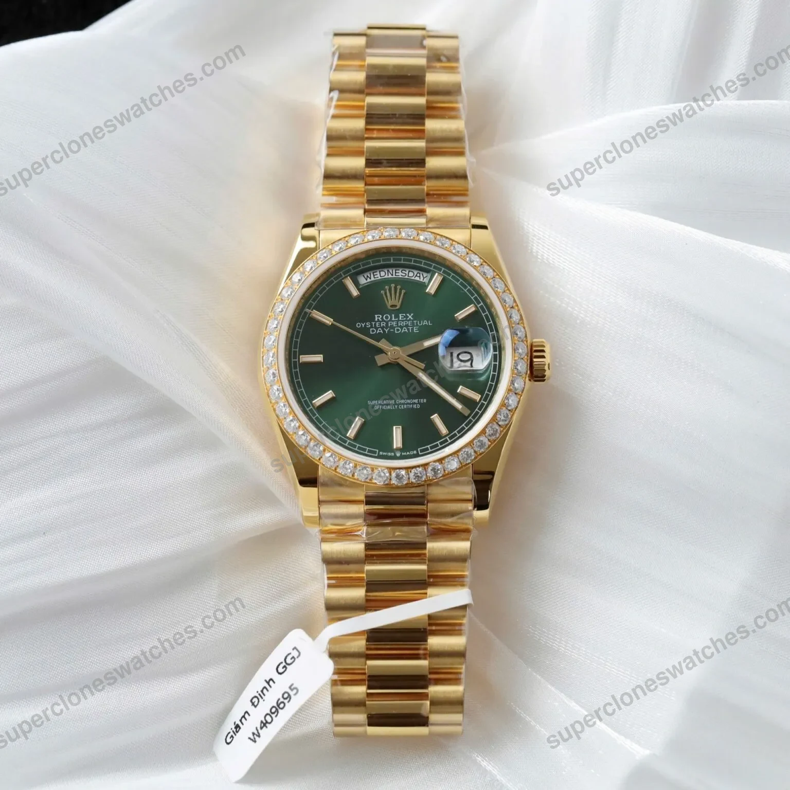 Super-Clone-Rolex-Day-Date-Bright-Green-Diamond-Dial-128398tbr-0035-36-mm-2