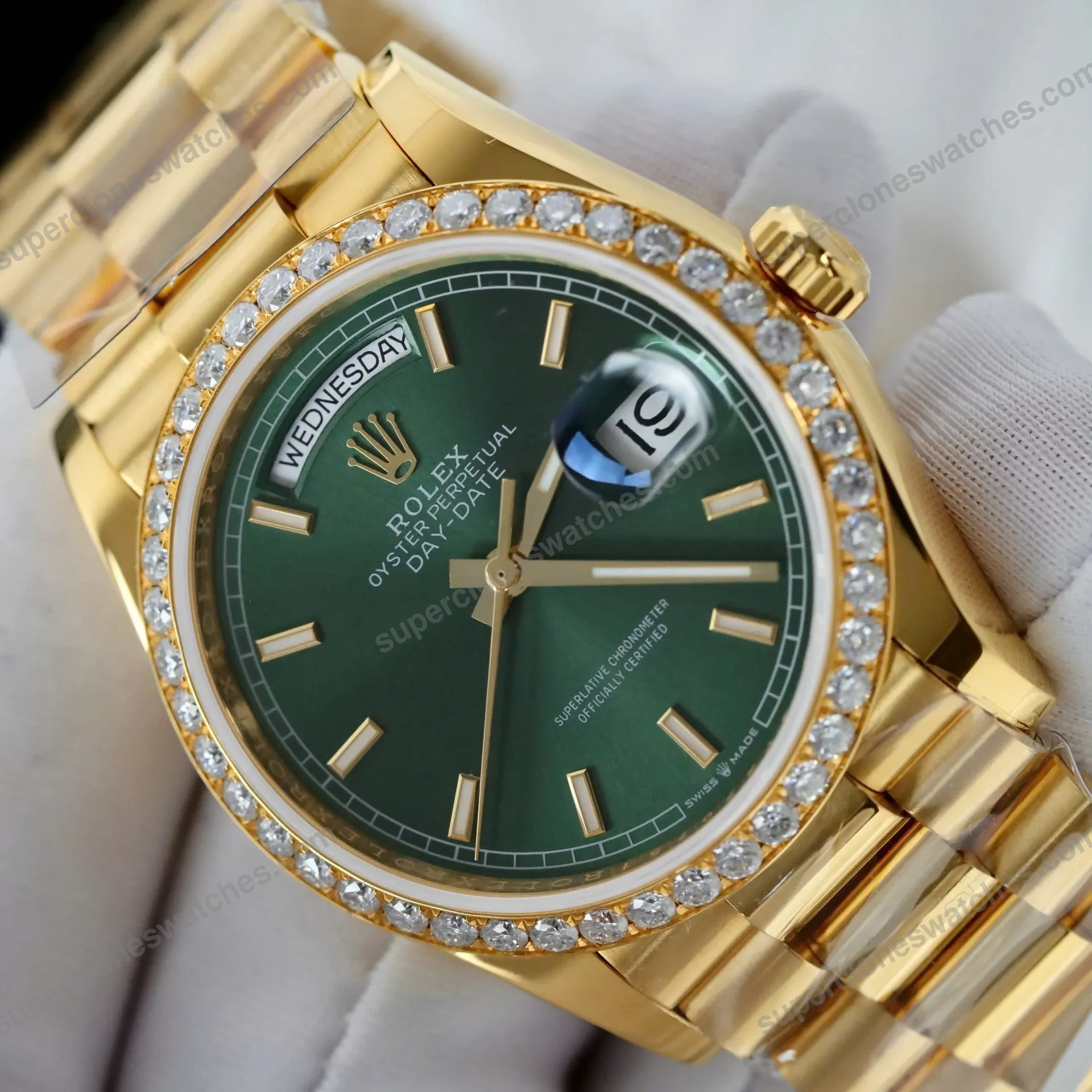 Super-Clone-Rolex-Day-Date-Bright-Green-Diamond-Dial-128398tbr-0035-36-mm-5