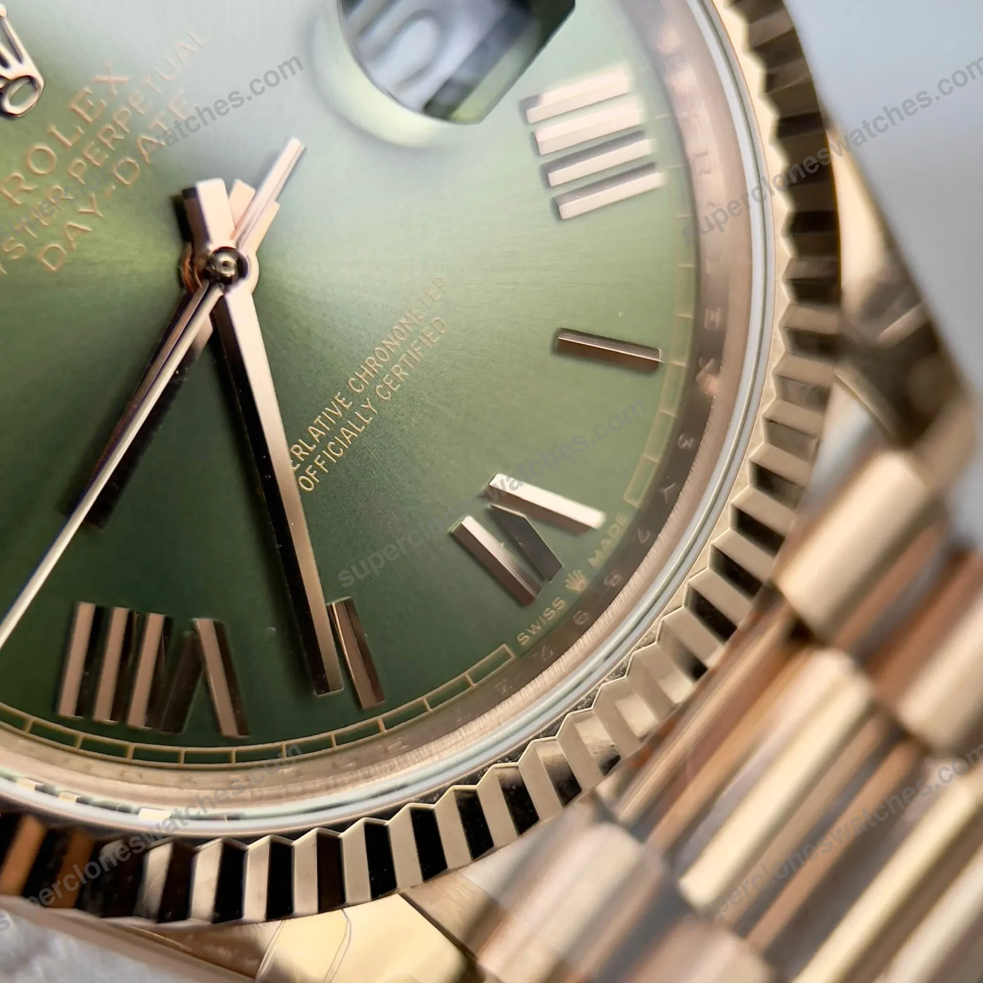 Super-Clone-Rolex-Day-Date-Olive-Green-Dial-228235-0025-40-mm-6