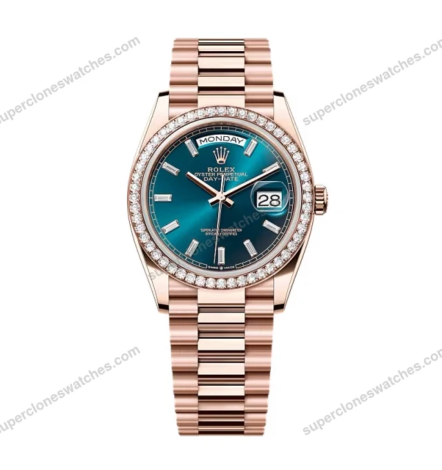Super-Clone-Rolex-Day-Date-Blue-Green-Diamond-Dial-128345rbr-0083-36-mm-1
